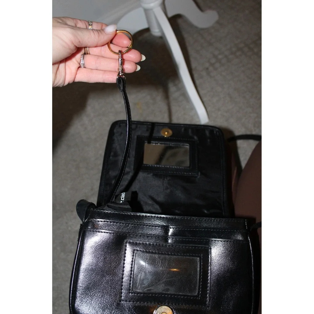 VTG Liz Claiborne Black‎ Woven Leather Crossbody Bag Organizer Purse